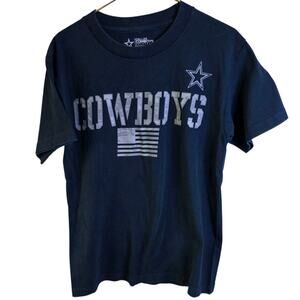 Dallas Cowboys Authentic T-Shirt Mens Small Navy Blue Flag Graphic NFL Football